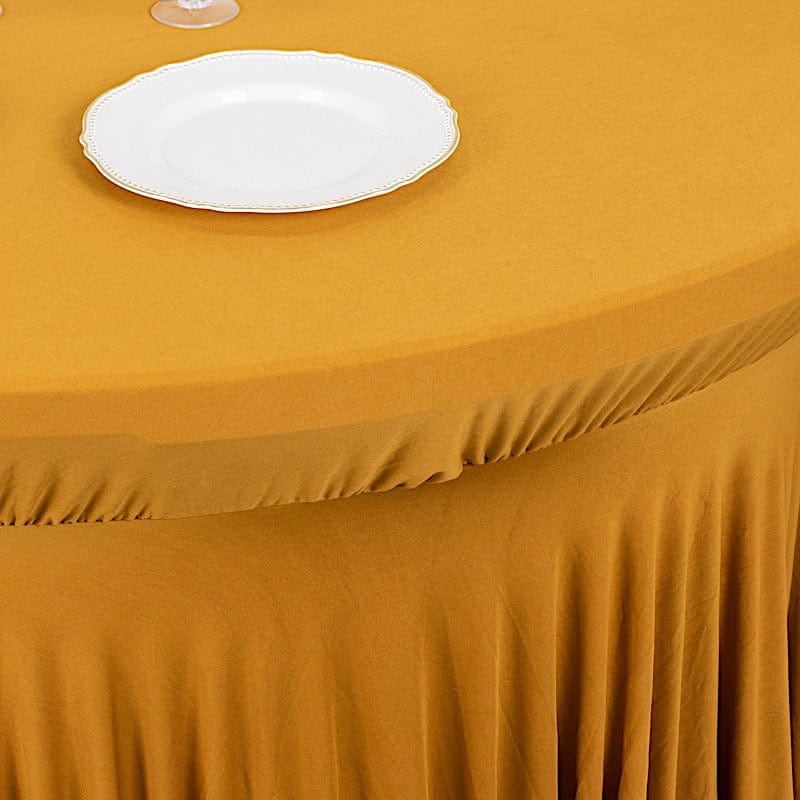 6 ft Wavy Spandex Fitted Round Tablecloth Table Skirt