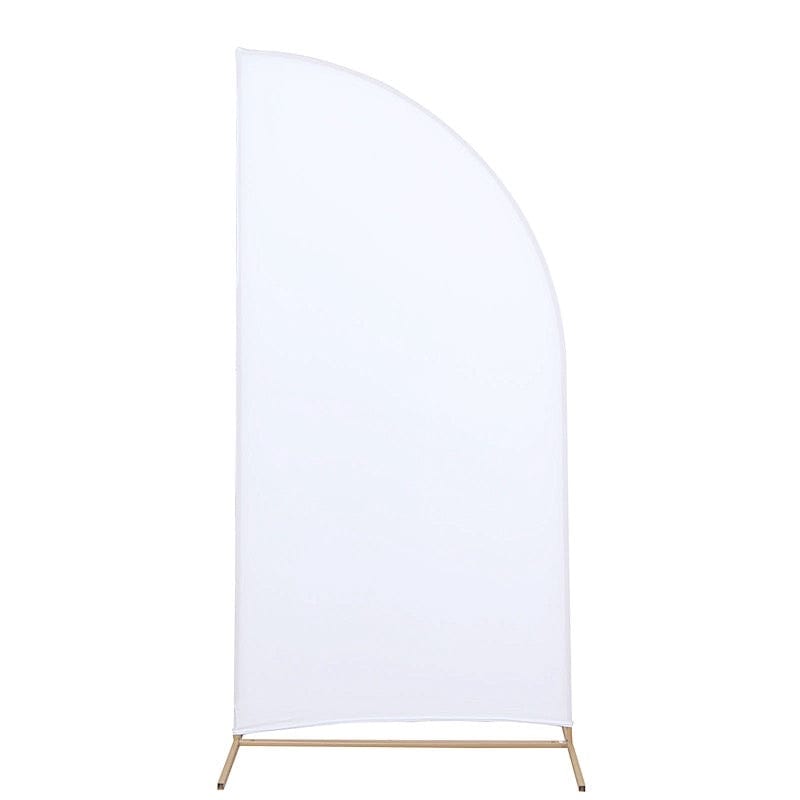 6 ft x 3 ft Matte Fitted Spandex Half Moon Wedding Arch Backdrop Stand Cover IRON_STND13_SPX_M_WHT