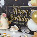 6 ft x 3 ft Printed Polyester Photo Backdrop Happy Birthday Party Banner - Black and Gold BKDP_VIN_6X3_BDAY01