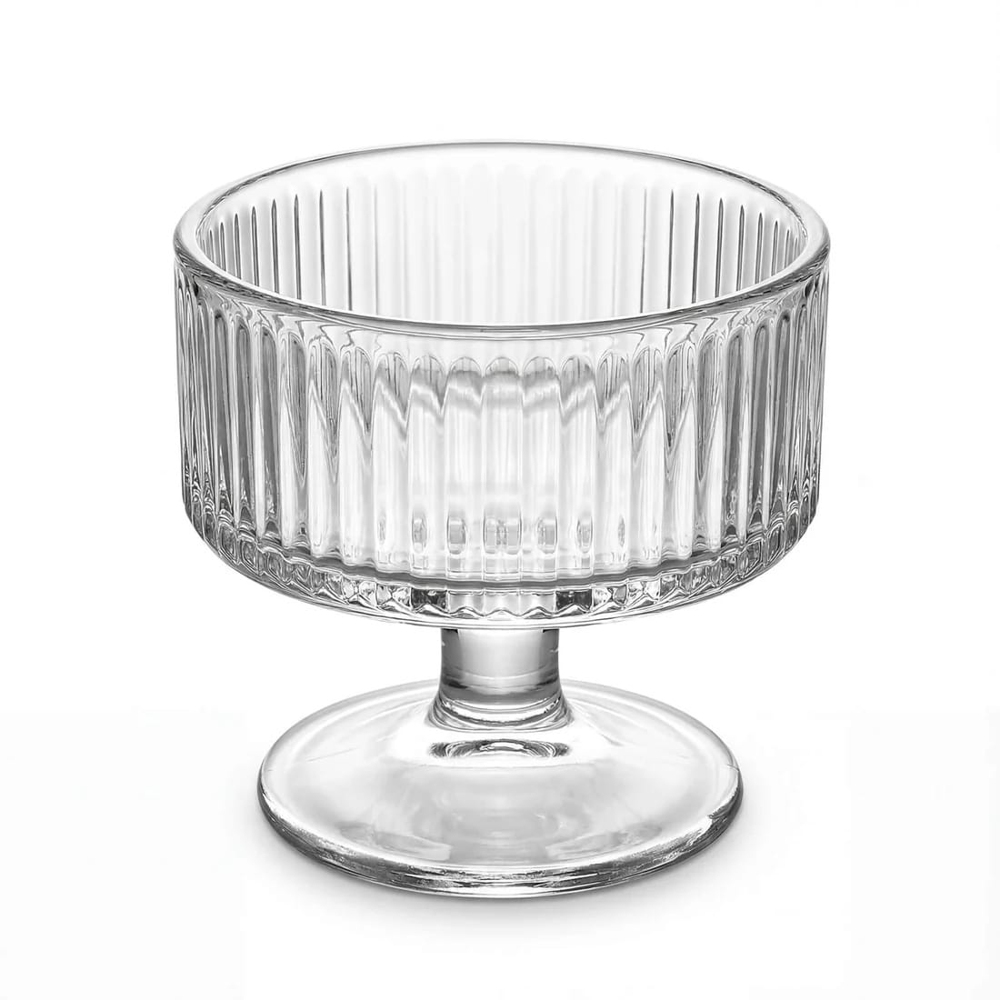 6 Glass Candle Holders with Ribbed Vintage Coupe Design - Clear CAND_HOLD_018_T3_RIB_CLR