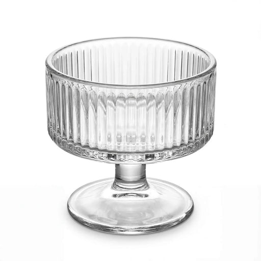 6 Glass Candle Holders with Ribbed Vintage Coupe Design - Clear CAND_HOLD_018_T3_RIB_CLR