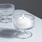 6 Glass Candle Holders with Ribbed Vintage Coupe Design - Clear CAND_HOLD_018_T3_RIB_CLR