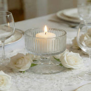 6 Glass Candle Holders with Ribbed Vintage Coupe Design - Clear CAND_HOLD_018_T3_RIB_CLR