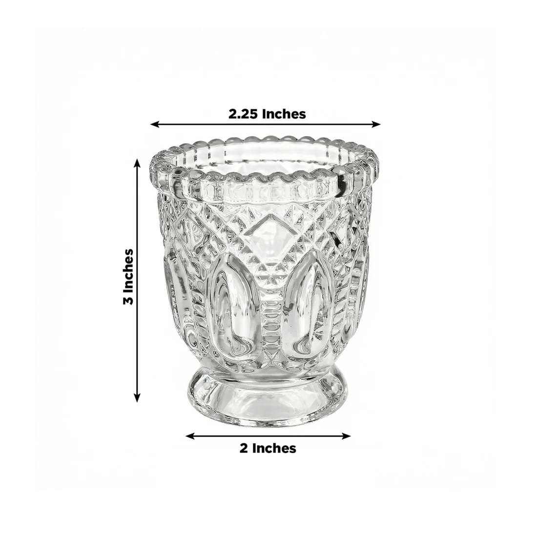6 Glass Candle Holders with Vintage Textured Design - Clear CAND_HOLD_019_CLR