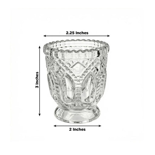6 Glass Candle Holders with Vintage Textured Design - Clear CAND_HOLD_019_CLR