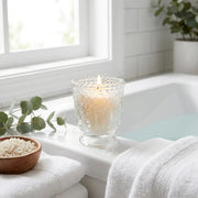 6 Glass Candle Holders with Vintage Textured Design - Clear CAND_HOLD_019_CLR