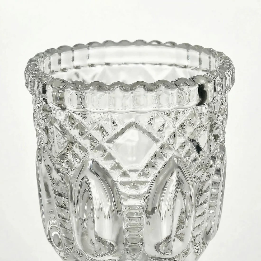 6 Glass Candle Holders with Vintage Textured Design - Clear CAND_HOLD_019_CLR