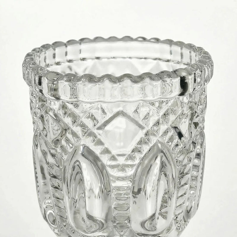 6 Glass Candle Holders with Vintage Textured Design - Clear CAND_HOLD_019_CLR