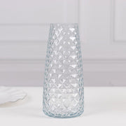 6 Glass Urn Vases Diamond Crystal Cut Pattern