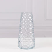 6 Glass Urn Vases Diamond Crystal Cut Pattern