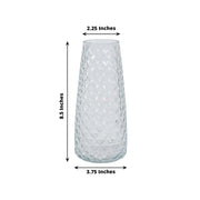 6 Glass Urn Vases Diamond Crystal Cut Pattern