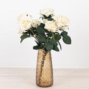 6 Glass Urn Vases Diamond Crystal Cut Pattern