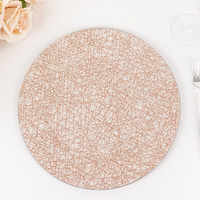 6 Glitter Acrylic Charger Plates with Abstract Lines Pattern