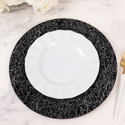 6 Glitter Acrylic Charger Plates with Abstract Lines Pattern