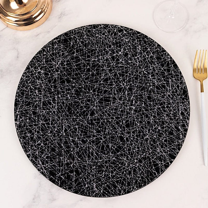 6 Glitter Acrylic Charger Plates with Abstract Lines Pattern