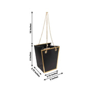 6 Gold Edge Trapezoid 5" Paper Gift Bags with Metal Chain Handles
