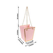 6 Gold Edge Trapezoid 5" Paper Gift Bags with Metal Chain Handles