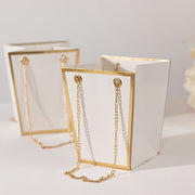 6 Gold Edge Trapezoid 5" Paper Gift Bags with Metal Chain Handles
