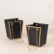 6 Gold Edge Trapezoid 5" Paper Gift Bags with Metal Chain Handles