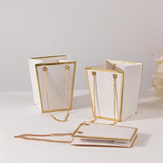 6 Gold Edge Trapezoid 5" Paper Gift Bags with Metal Chain Handles