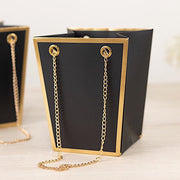 6 Gold Edge Trapezoid 5" Paper Gift Bags with Metal Chain Handles