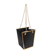 6 Gold Edge Trapezoid 5" Paper Gift Bags with Metal Chain Handles BAG_PAP06_5X6_BLK