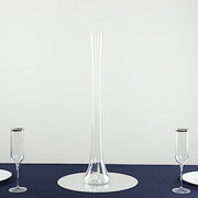 6 Heavy Duty Eiffel Tower Glass Vases with Round Base - Clear