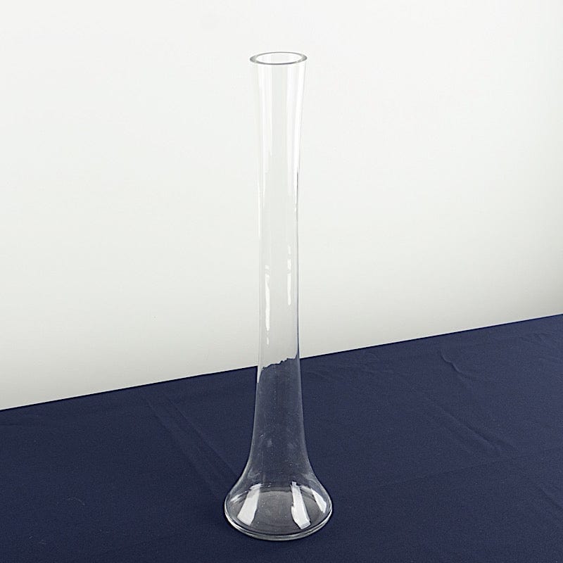 6 Heavy Duty Eiffel Tower Glass Vases with Round Base - Clear