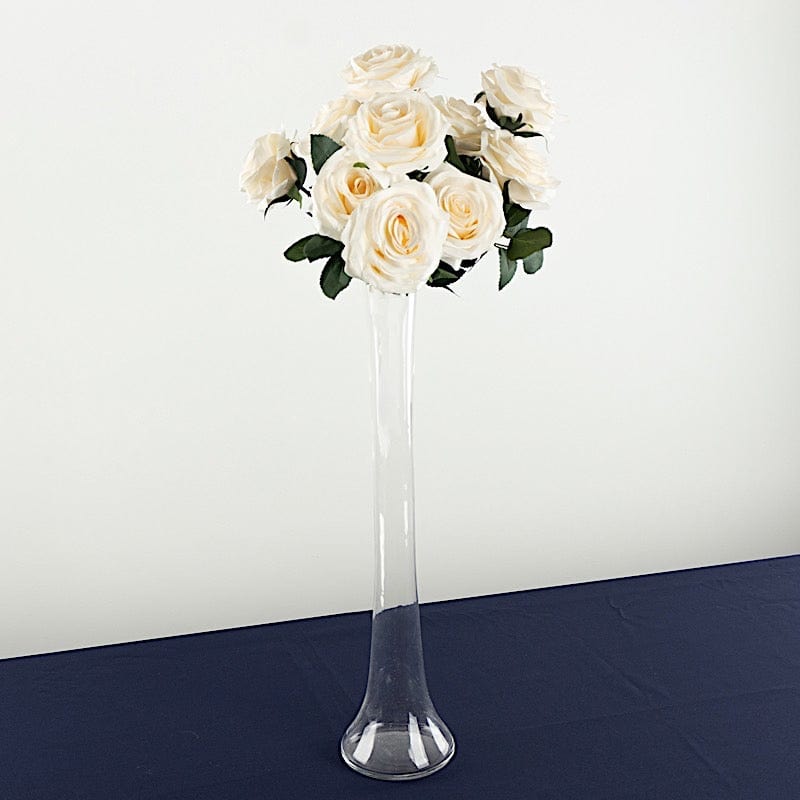 6 Heavy Duty Eiffel Tower Glass Vases with Round Base - Clear