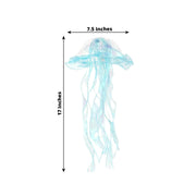 6 Jelly Fish LED Lantern Hanging Lights with Organza Ribbon - Blue and Purple LED_DECO01_SET6_WHBL