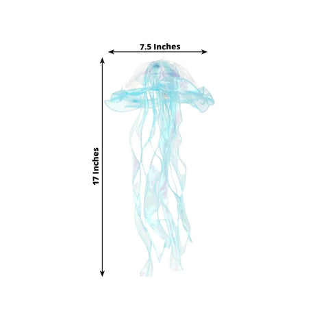6 Jelly Fish LED Lantern Hanging Lights with Organza Ribbon - Blue and Purple LED_DECO01_SET6_WHBL
