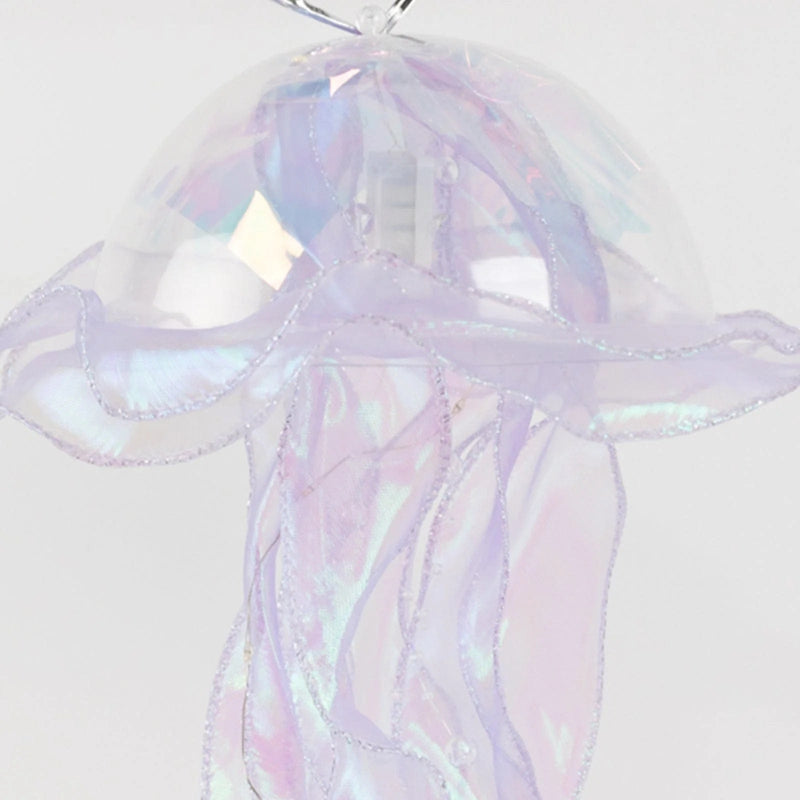 6 Jelly Fish LED Lantern Hanging Lights with Organza Ribbon - Blue and Purple LED_DECO01_SET6_WHBL