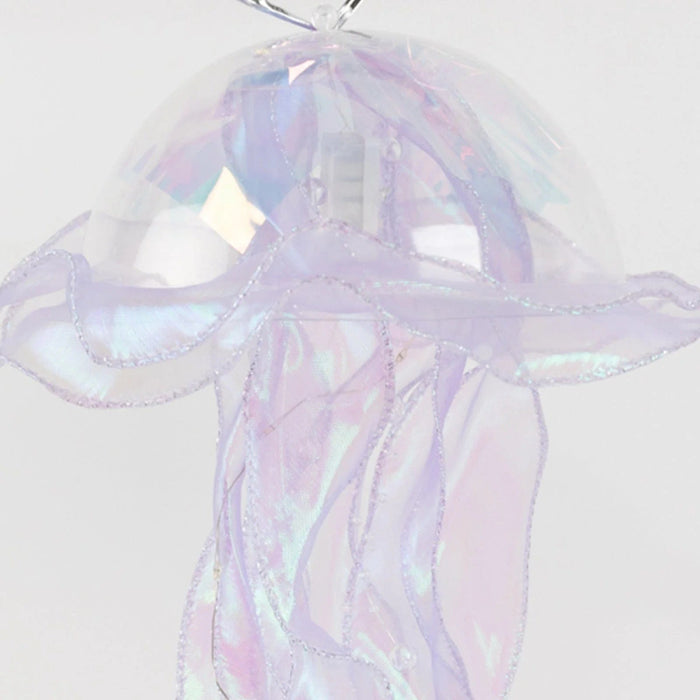 6 Jelly Fish LED Lantern Hanging Lights with Organza Ribbon - Blue and Purple LED_DECO01_SET6_WHBL
