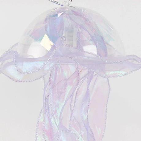 6 Jelly Fish LED Lantern Hanging Lights with Organza Ribbon - Blue and Purple LED_DECO01_SET6_WHBL