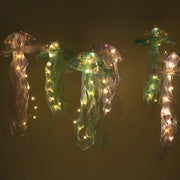 6 Jelly Fish LED Lantern Hanging Lights with Organza Ribbon - Blue and Purple LED_DECO01_SET6_WHBL