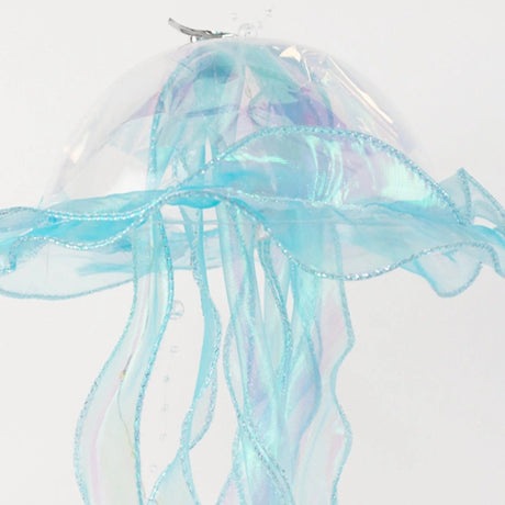 6 Jelly Fish LED Lantern Hanging Lights with Organza Ribbon - Blue and Purple LED_DECO01_SET6_WHBL