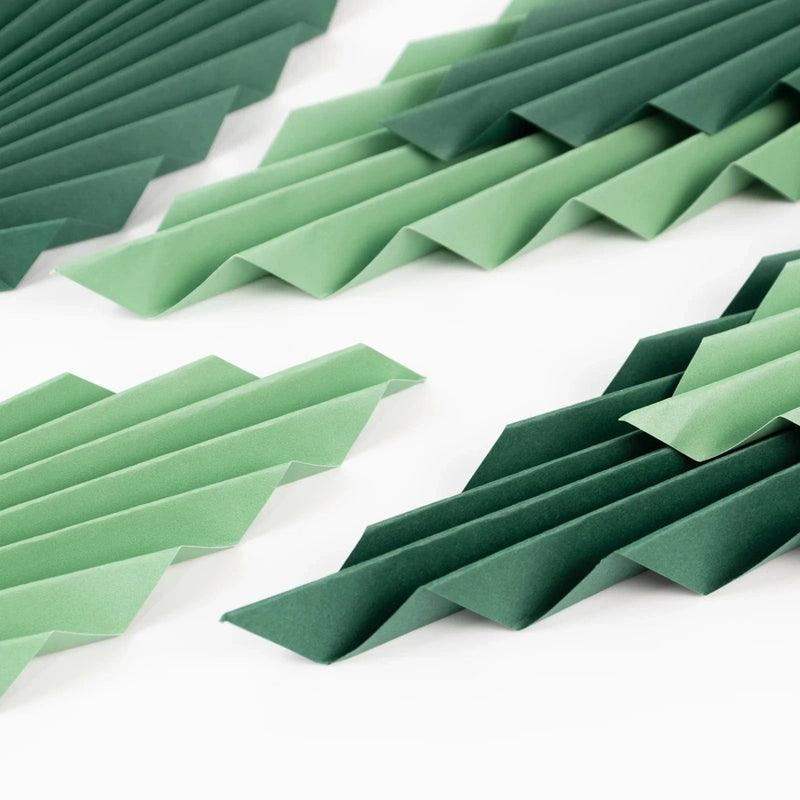 6 Leaves Hanging Paper Fans Wall Decor - Green PAP_FLO_LEAF01_MIXGN