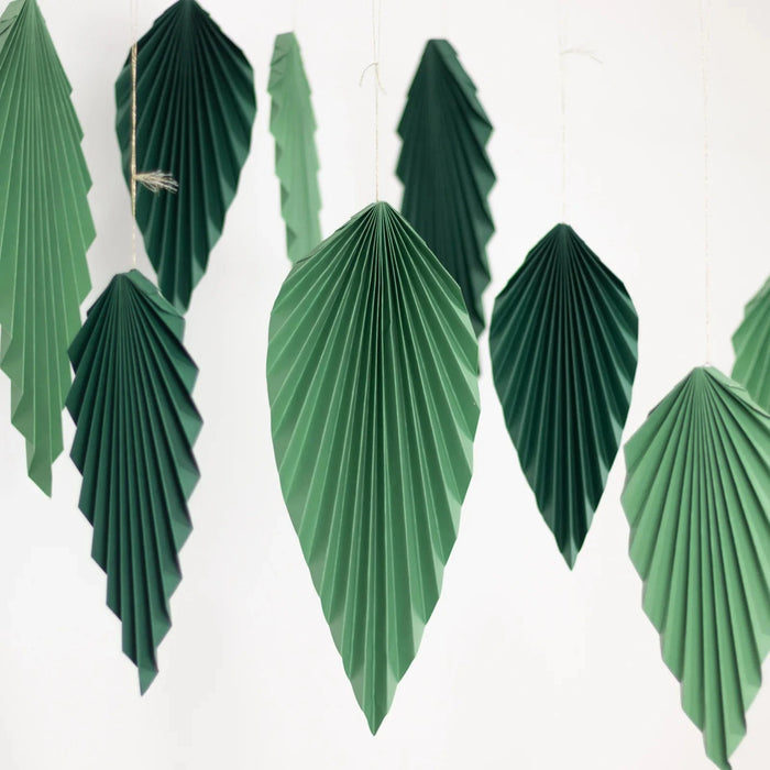 6 Leaves Hanging Paper Fans Wall Decor - Green PAP_FLO_LEAF01_MIXGN