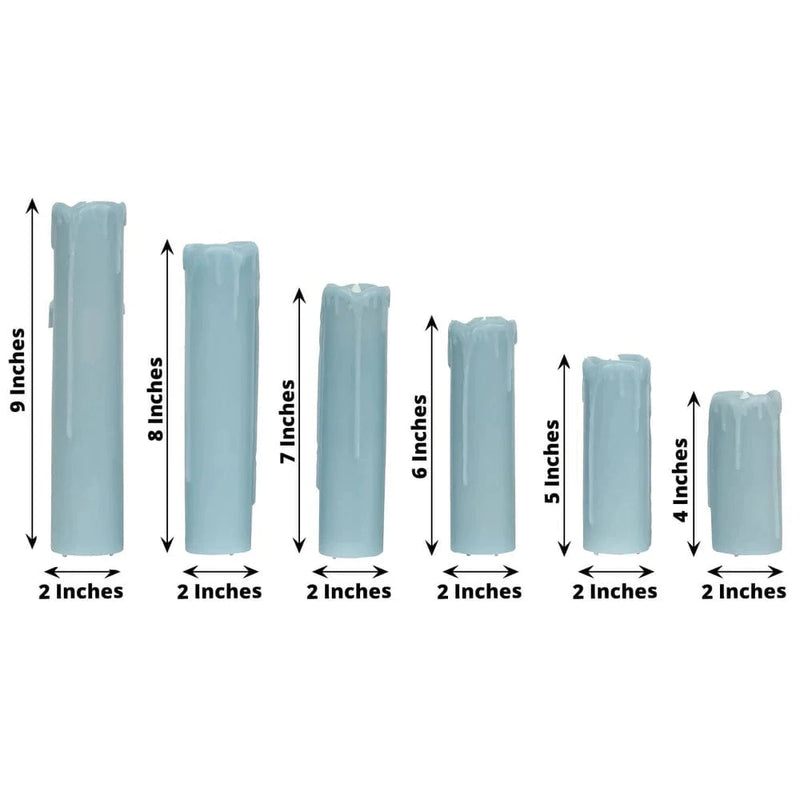 6 LED Candles Battery Operated Dripping Wax Design Pillar Lights - Warm White