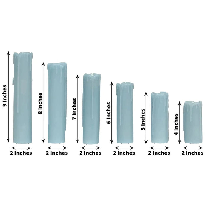 6 LED Candles Battery Operated Dripping Wax Design Pillar Lights - Warm White