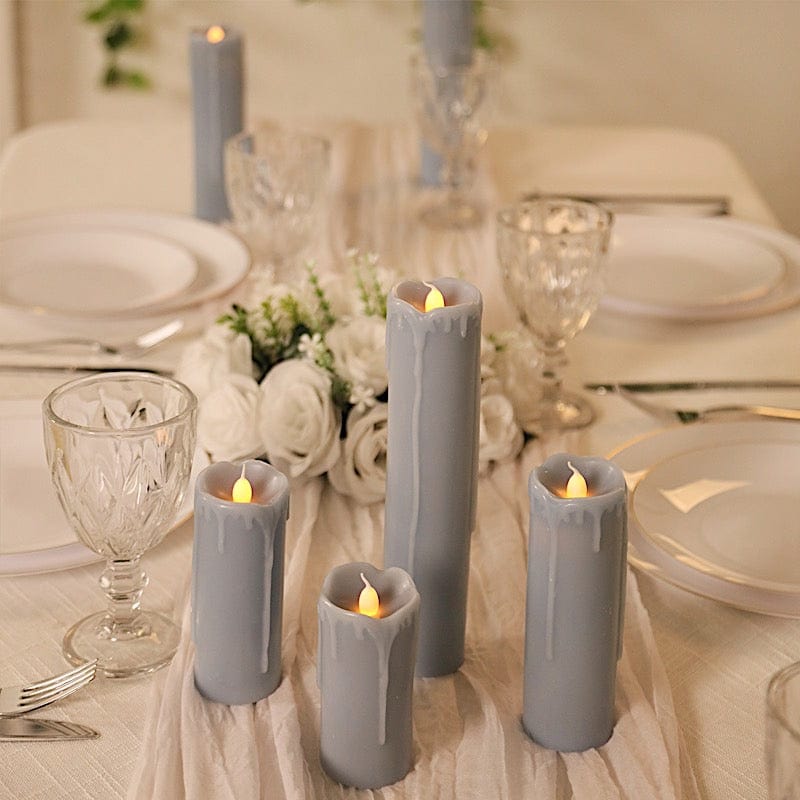 6 LED Candles Battery Operated Dripping Wax Design Pillar Lights - Warm White