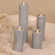 6 LED Candles Battery Operated Dripping Wax Design Pillar Lights - Warm White