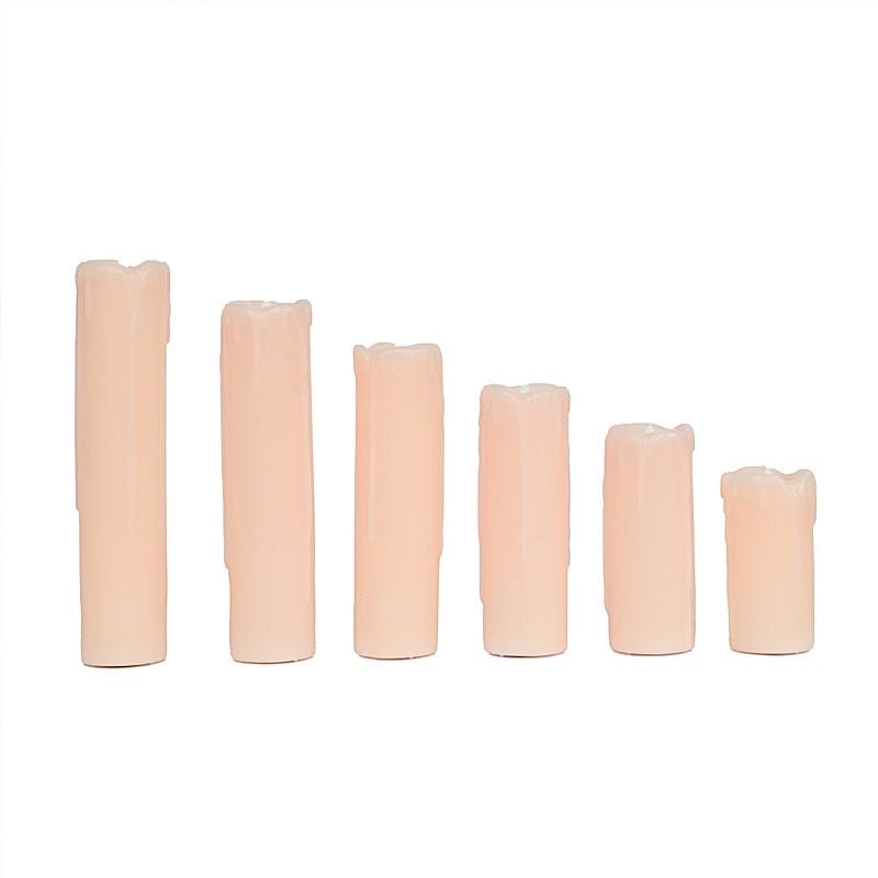 6 LED Candles Battery Operated Dripping Wax Design Pillar Lights - Warm White LED_CAND_PL06_SET_046