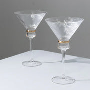 6 Martini Glasses 10oz Ribbed Design with Gold Ring Accent - Clear GLAS_CUMT006_10_CLGD
