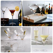 6 Martini Glasses 10oz Ribbed Design with Gold Ring Accent - Clear GLAS_CUMT006_10_CLGD