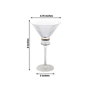 6 Martini Glasses 10oz Ribbed Design with Gold Ring Accent - Clear GLAS_CUMT006_10_CLGD