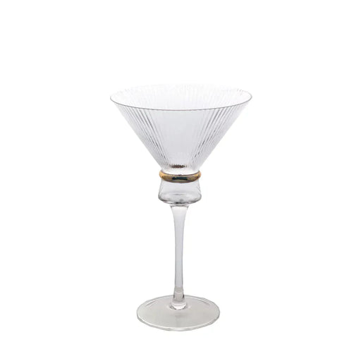 6 Martini Glasses 10oz Ribbed Design with Gold Ring Accent - Clear GLAS_CUMT006_10_CLGD