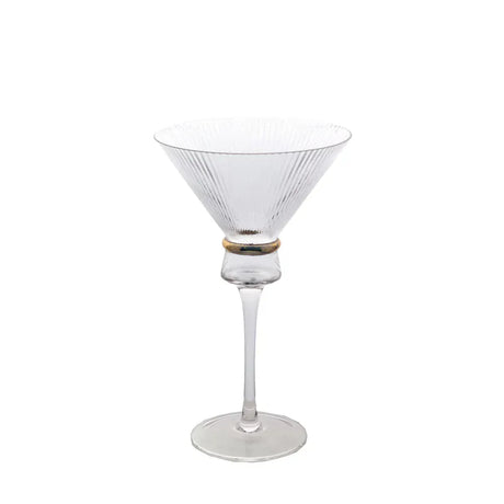 6 Martini Glasses 10oz Ribbed Design with Gold Ring Accent - Clear GLAS_CUMT006_10_CLGD