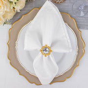 6 Metal 2" Napkin Rings with Large Crystal Rhinestone