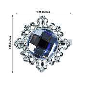6 Metal 2" Napkin Rings with Large Crystal Rhinestone